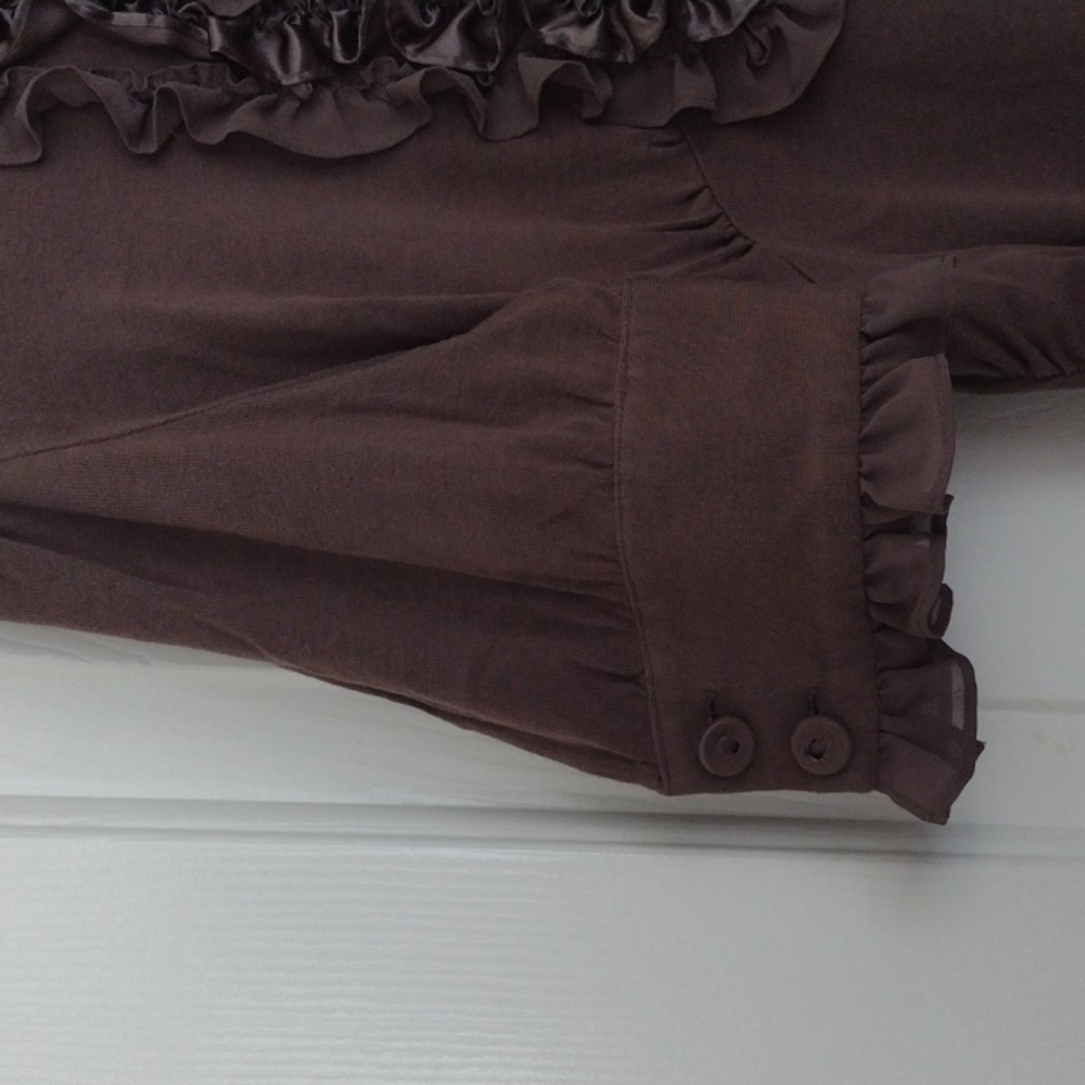 Brown Ruffled Women's Top M - Picture 3 of 4